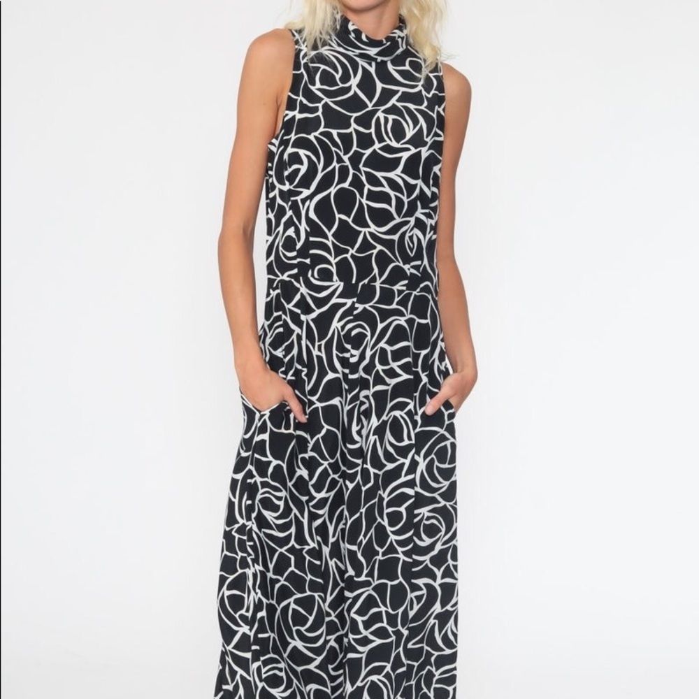 Jody of California Abstract Mock Neck Dress Vintage Boho Hippie 70's 80's Floral